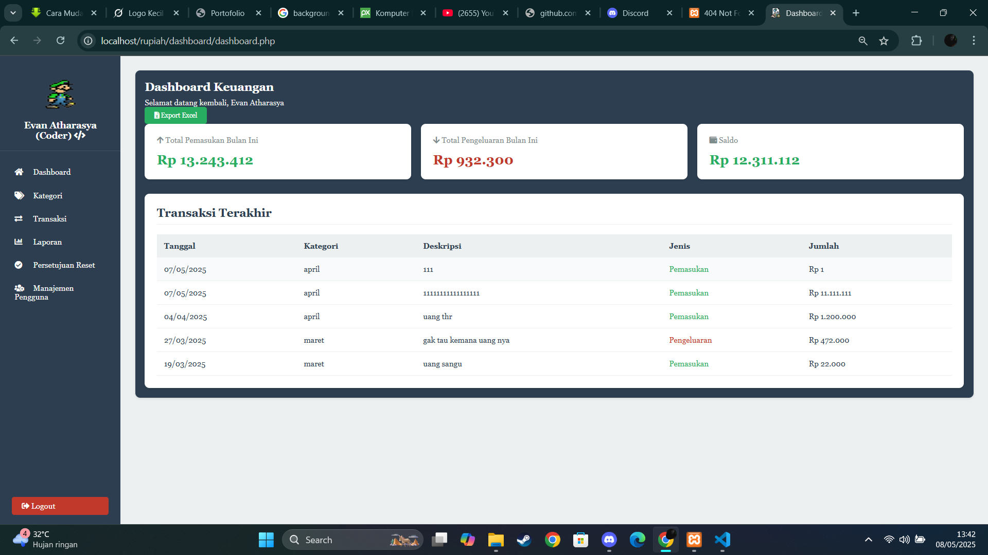 Tampilan awal website Project 1